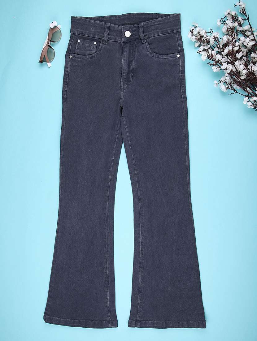 girls plain mid rise bootcut jeans