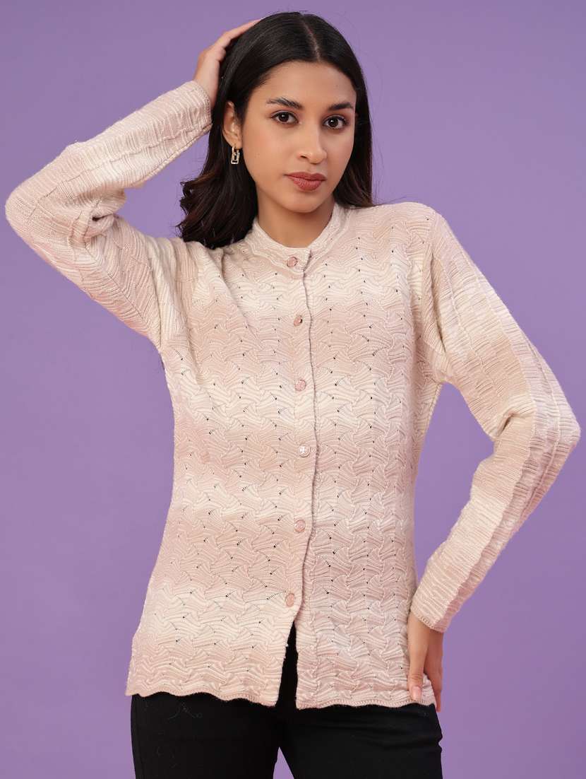 women self design long sleeve cardigan