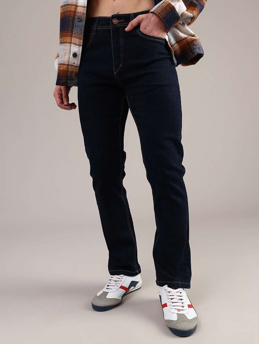 men solid mid rise slim fit jean