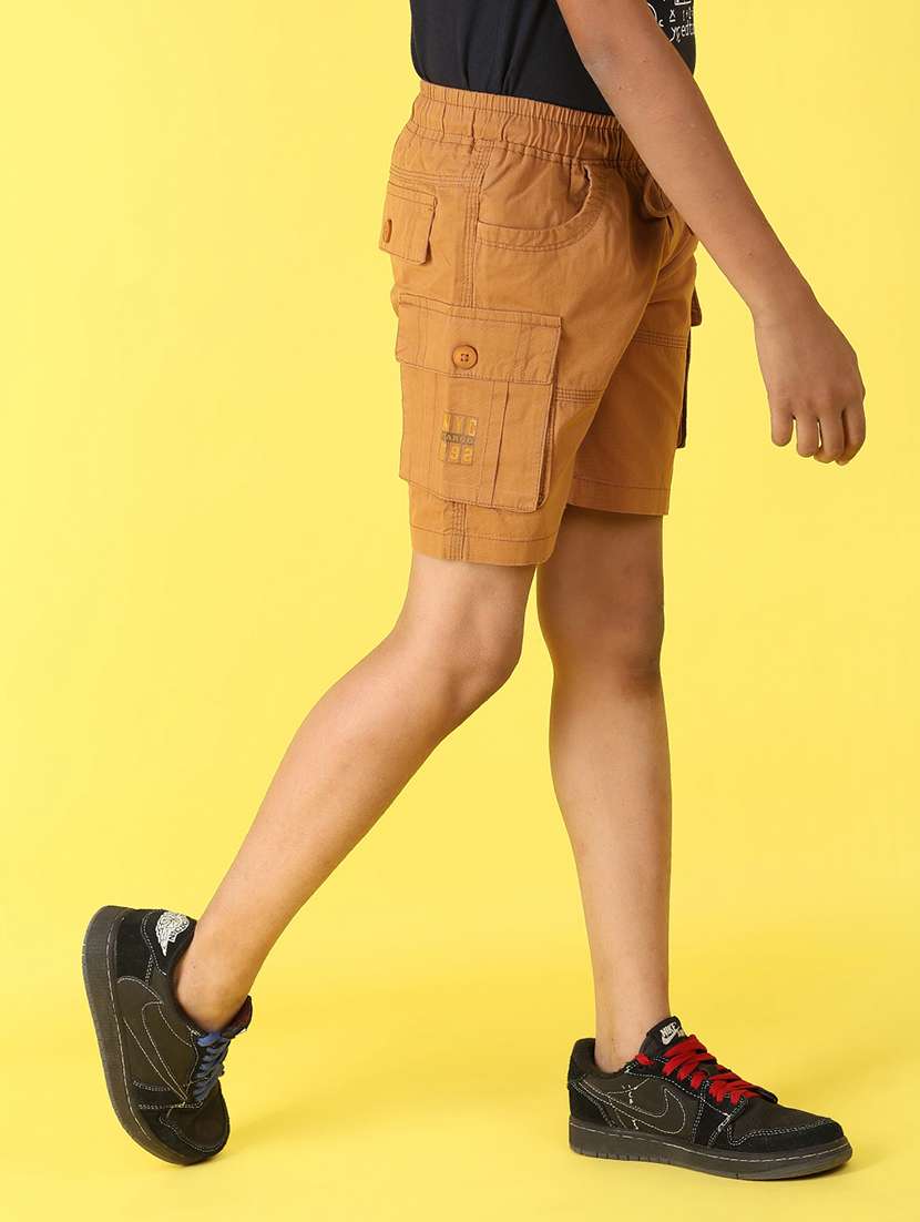 khaki cotton shorts & three fourth - 22136078 -  Standard Image - 3