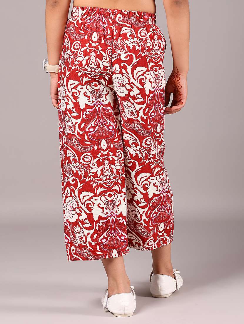 girls red cotton palazzo trouser - 22136645 -  Standard Image - 3
