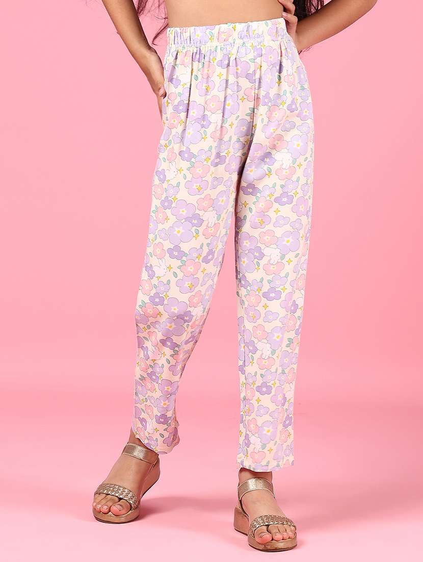 girls printed mid rise nightwear pyjama