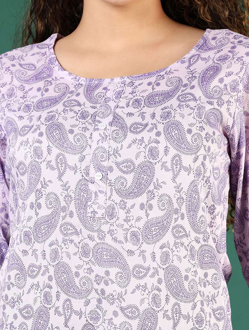 women paisley printed three quarter sleeve straight kurti - 22136891 -  Standard Image - 5
