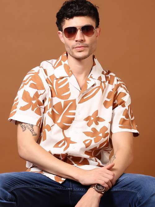men printed short sleeve regular fit casual shirt - 22136925 -  Standard Image - 0