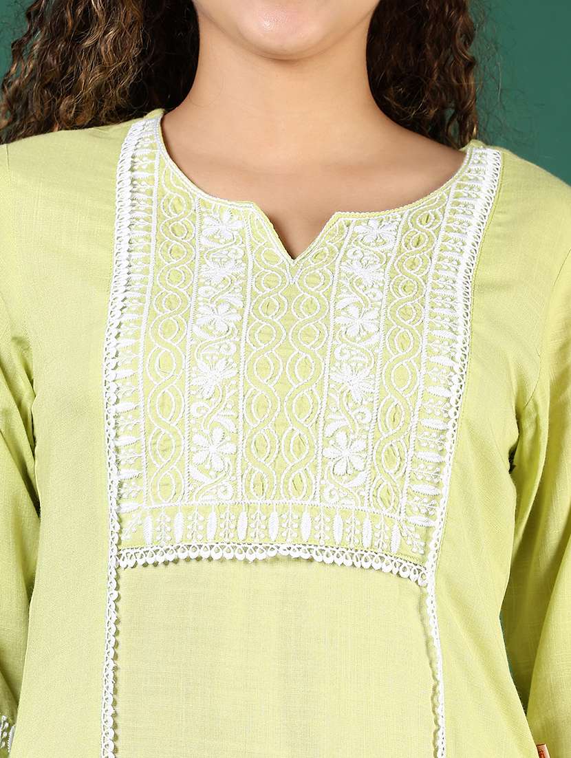 women embroidered three quarter sleeve kurta pant set - 22137045 -  Standard Image - 5