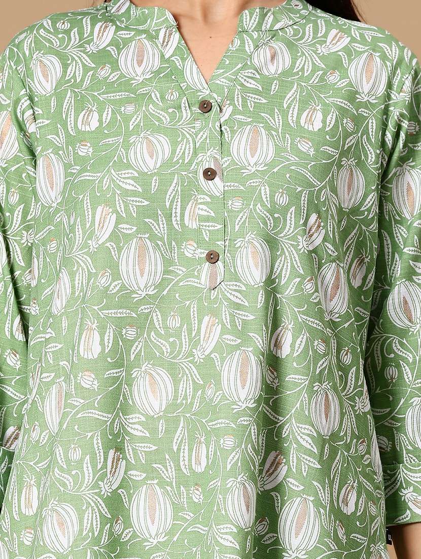 women floral printed three quarter sleeve straight kurta - 22137072 -  Standard Image - 5