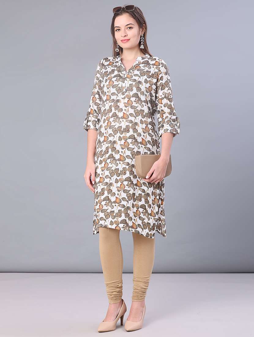 women printed three quarter sleeve straight kurta - 22137073 -  Zoom Image - 0
