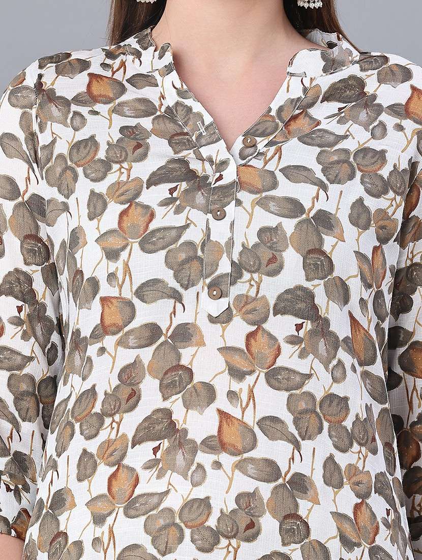 women printed three quarter sleeve straight kurta - 22137073 -  Standard Image - 5