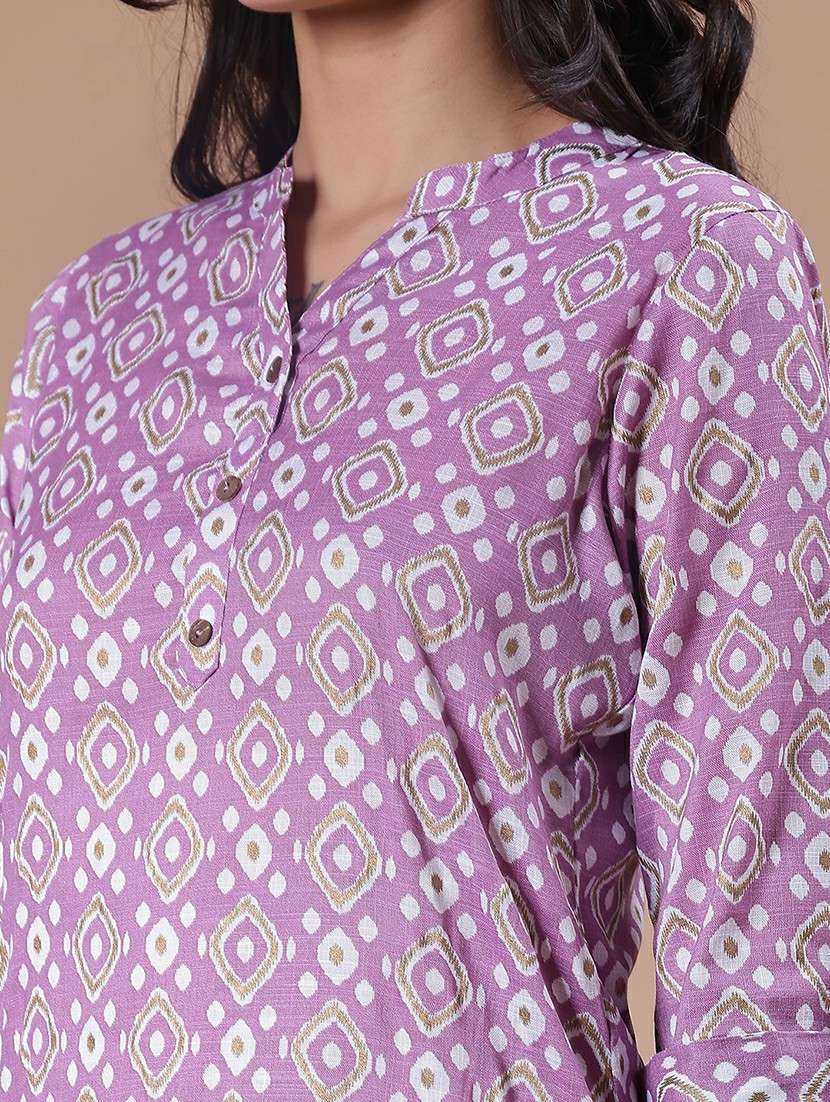 women printed three quarter sleeve straight kurta - 22137077 -  Standard Image - 5