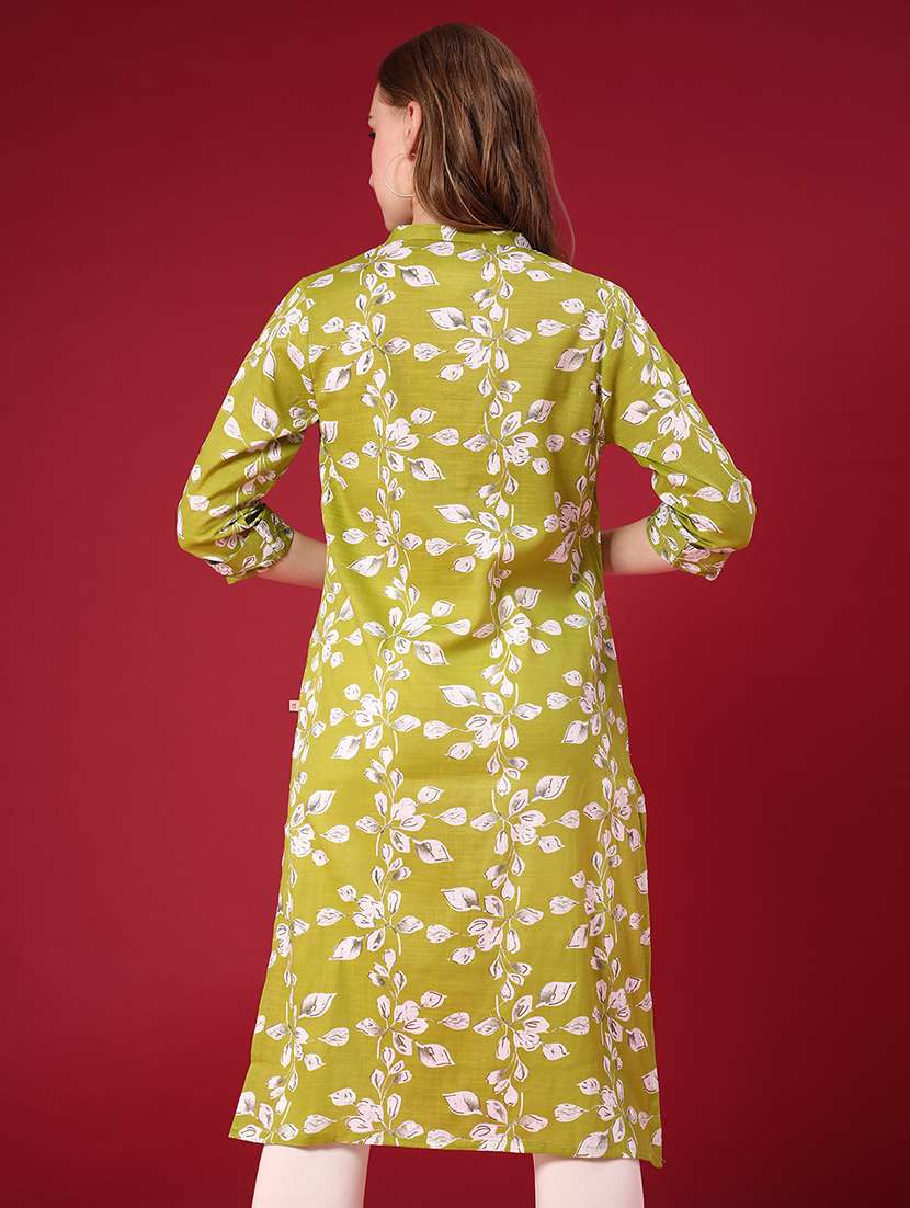 women printed three quarter sleeve straight kurta - 22137078 -  Standard Image - 3
