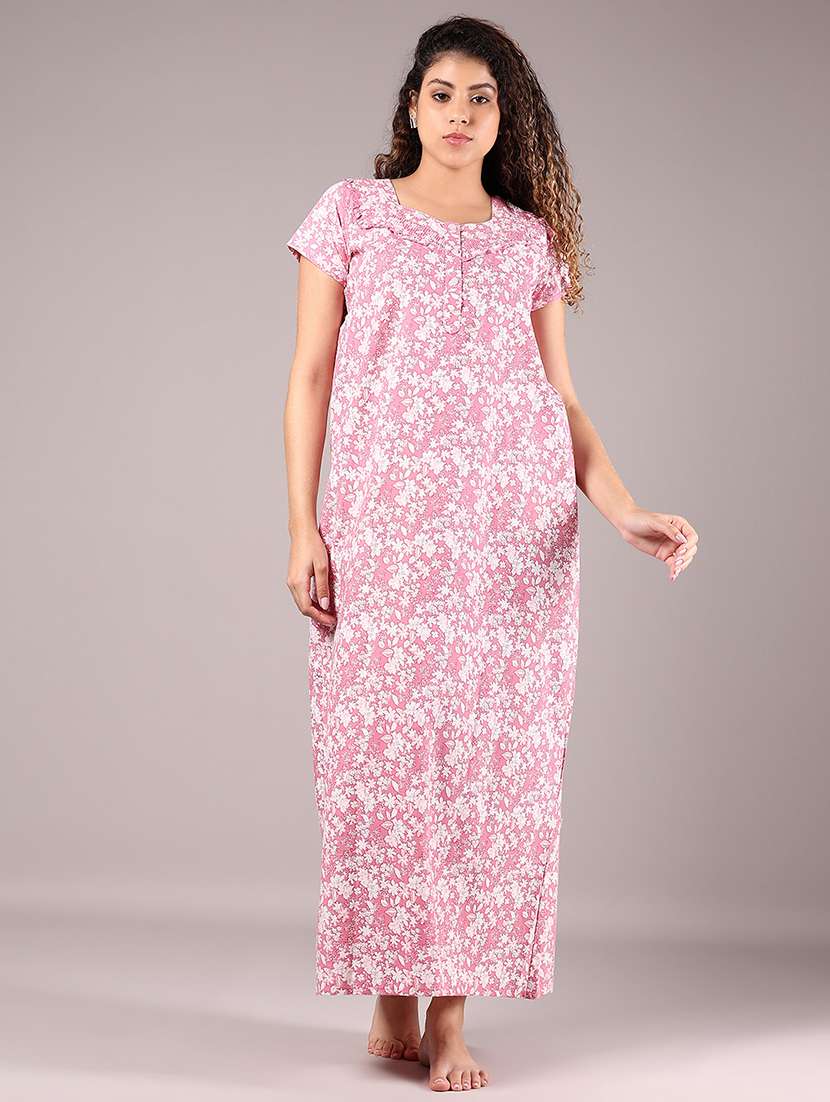 women printed short sleeve nighty