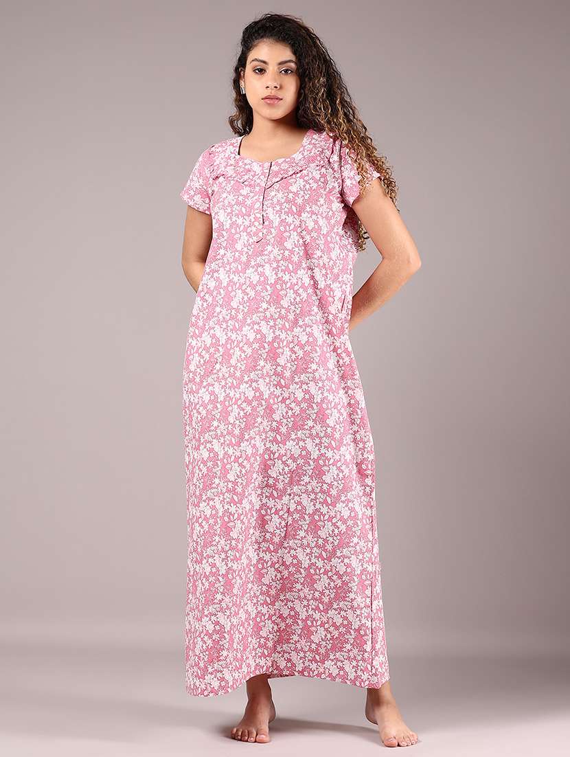 women printed short sleeve nighty - 22137080 -  Standard Image - 3