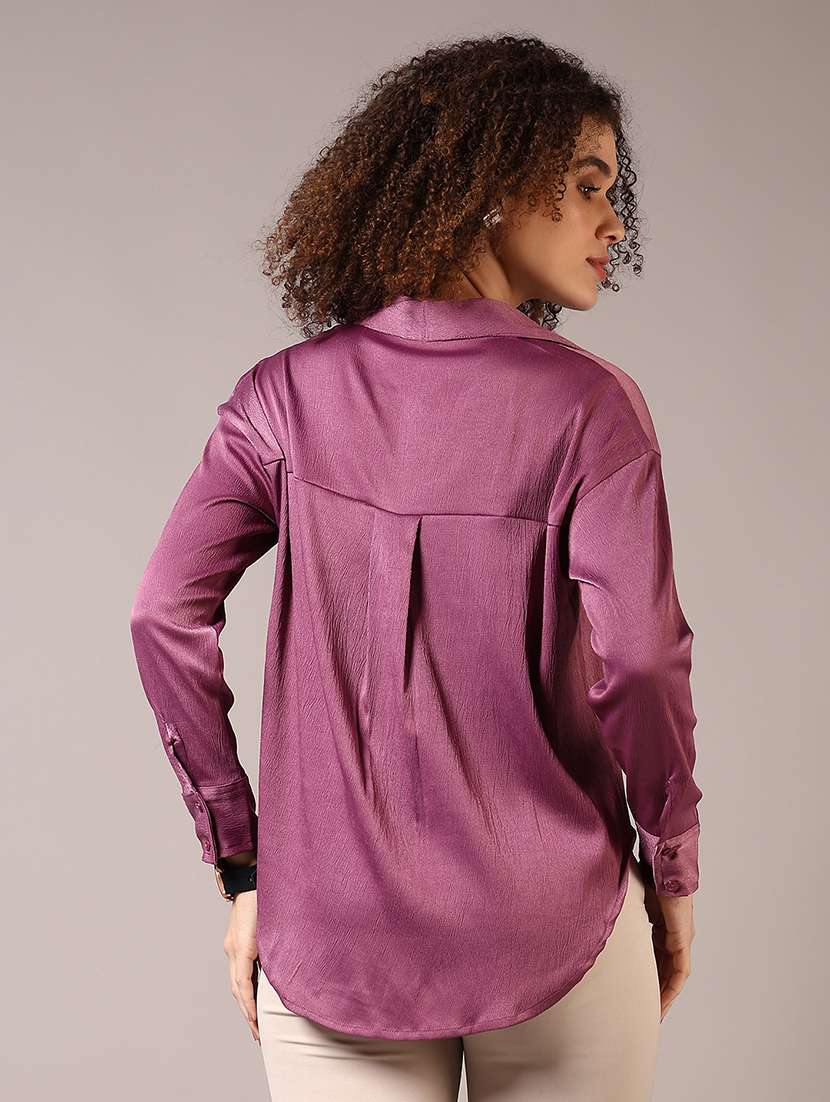 women solid collared long sleeve shirt - 22137118 -  Standard Image - 3