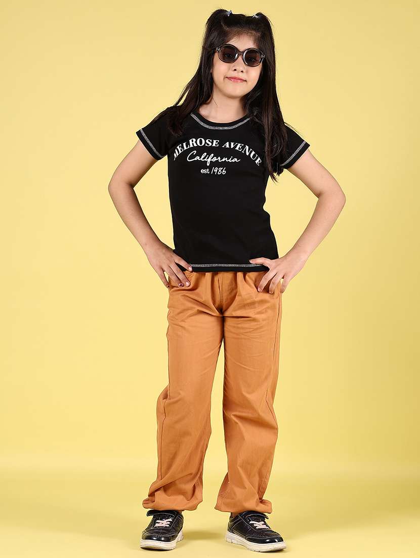 girls plain mid rise regular fit jogger - 22137256 -  Standard Image - 5