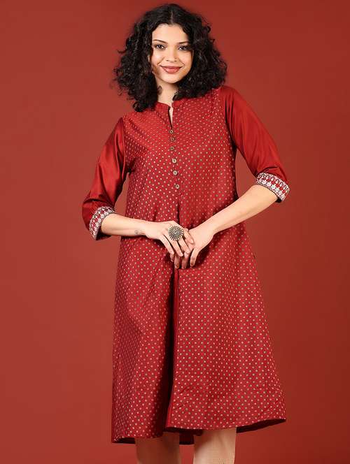 women printed three quarter sleeve straight kurta - 22137507 -  Standard Image - 0