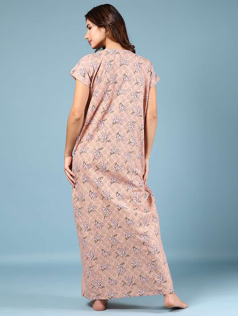 women printed short sleeve nighty - 22137842 -  Standard Image - 3