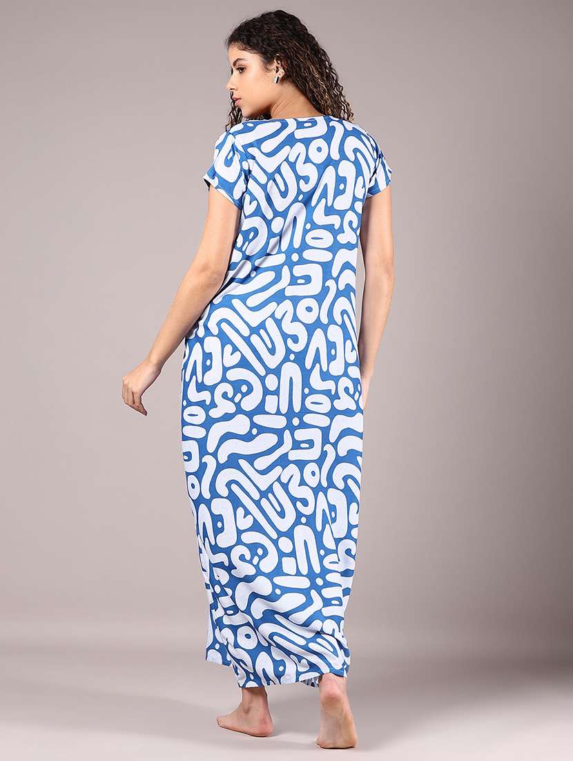 women printed short sleeve nighty - 22137892 -  Standard Image - 3