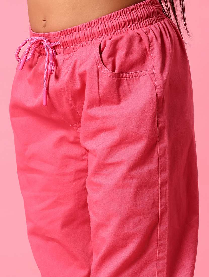 girls solid mid rise relaxed fit jogger - 22138016 -  Standard Image - 5