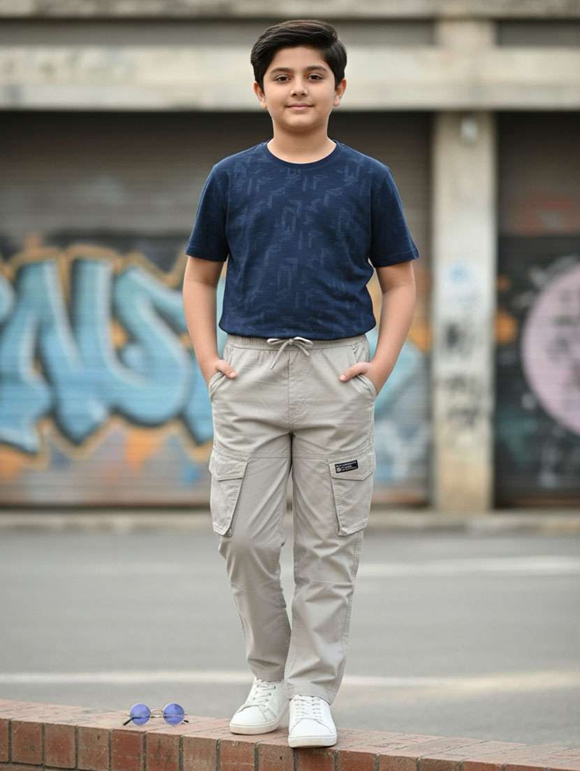 boys solid mid rise cargo