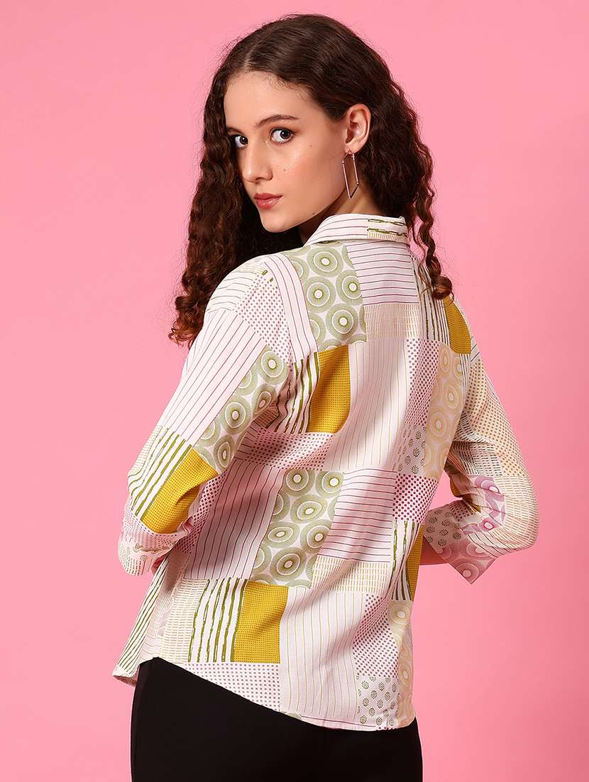 women printed collared three quarter sleeve shirt - 22138064 -  Standard Image - 3
