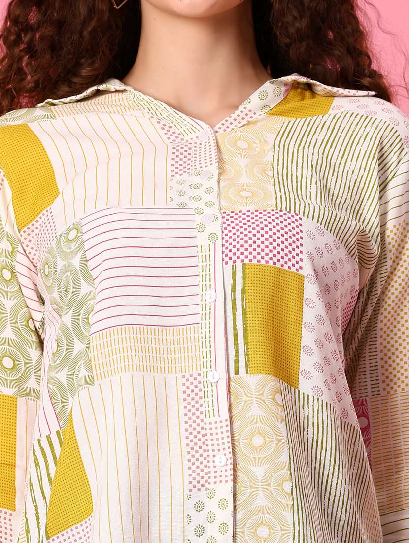 women printed collared three quarter sleeve shirt - 22138064 -  Standard Image - 5