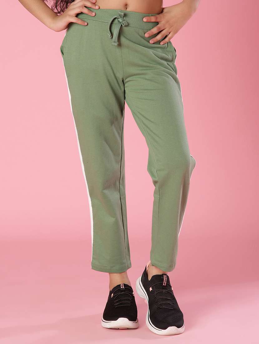 girls solid mid rise track pant