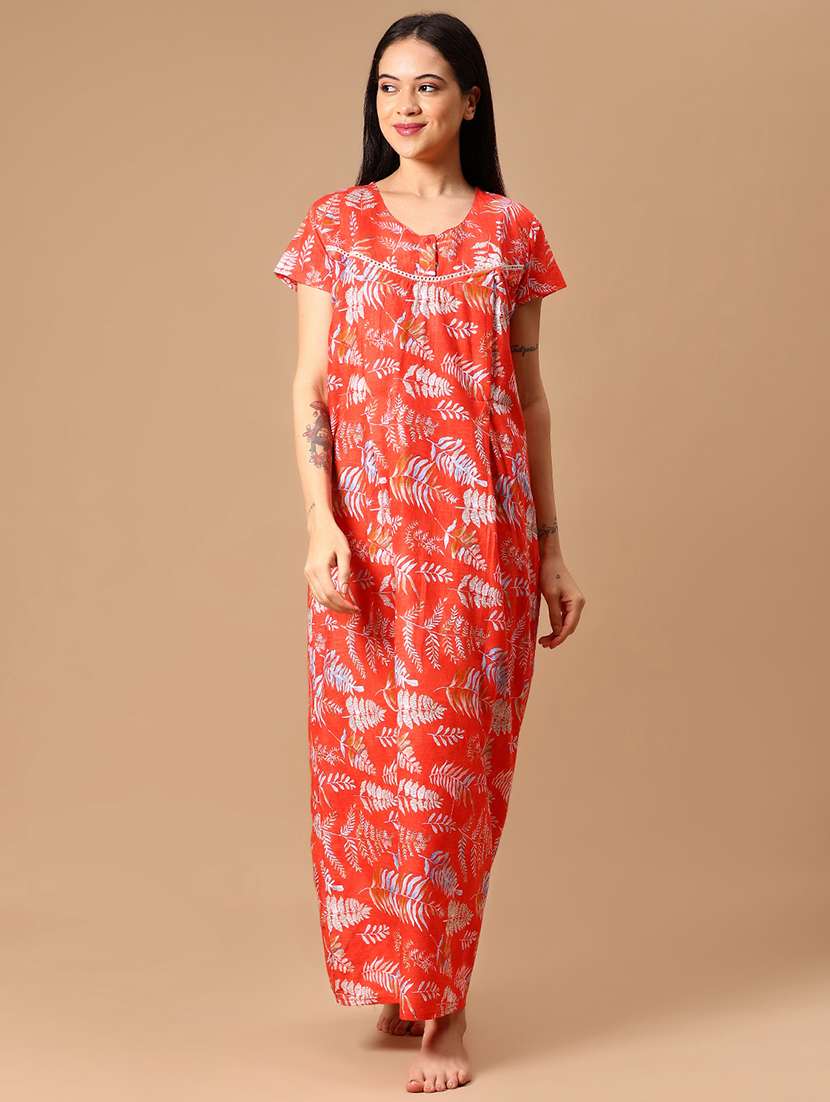 women printed short sleeve nighty