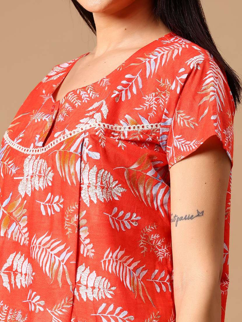 women printed short sleeve nighty - 22138082 -  Standard Image - 5