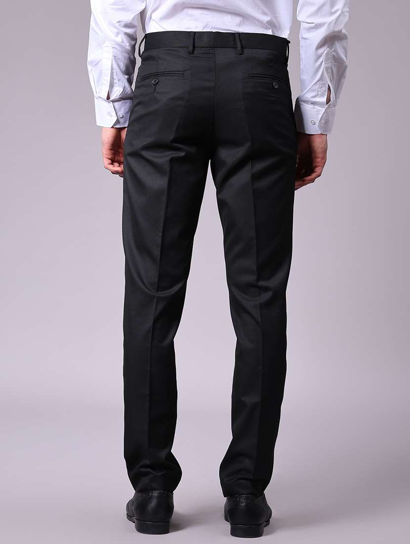 men solid mid rise flat front formal trouser - 22138090 -  Standard Image - 3