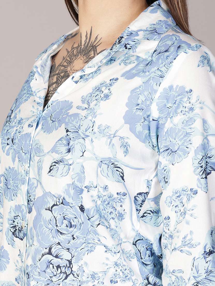 women printed collared three quarter sleeve shirt - 22138146 -  Standard Image - 5