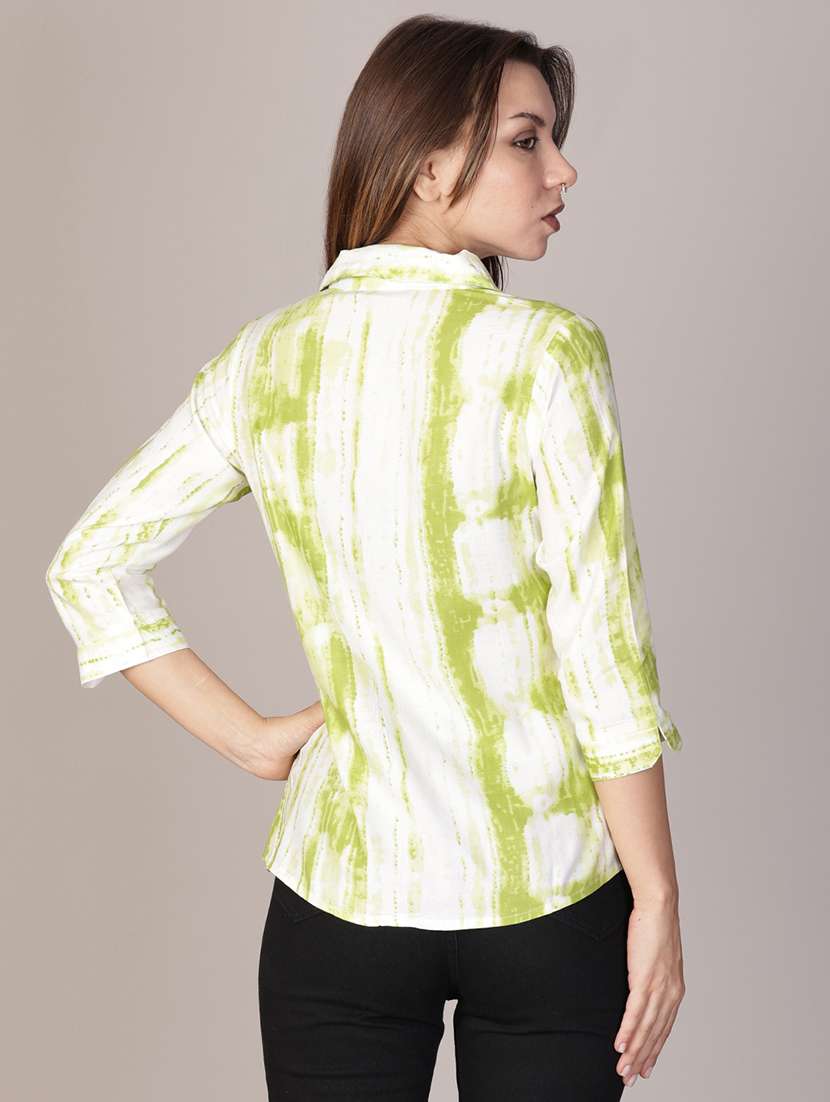 women printed collared three quarter sleeve shirt - 22138149 -  Standard Image - 3