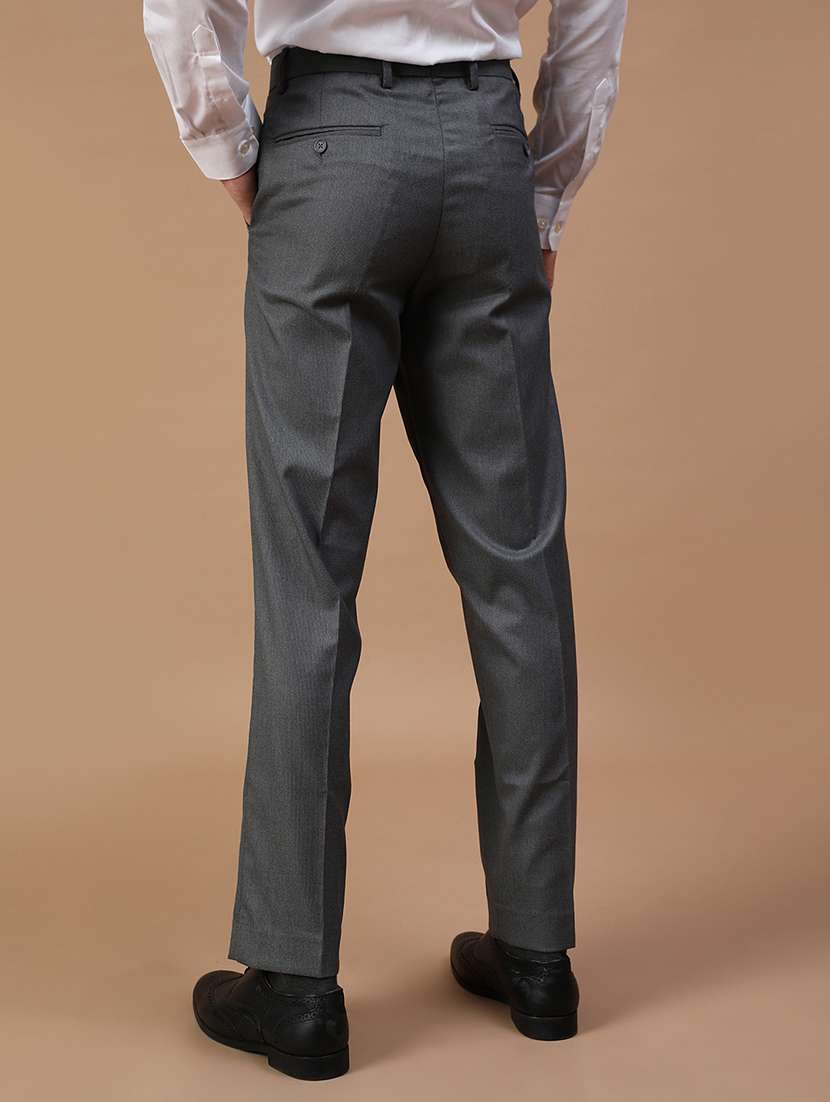 men solid mid rise flat front formal trouser - 22138192 -  Standard Image - 3