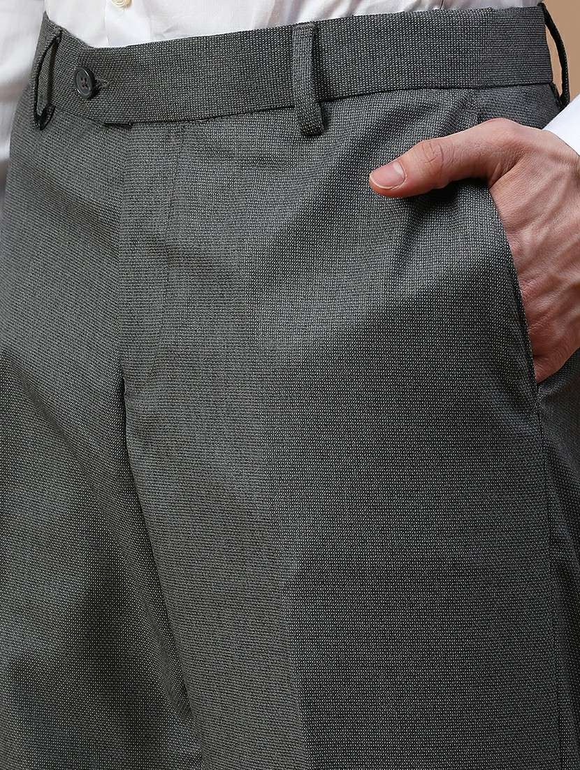 men solid mid rise flat front formal trouser - 22138192 -  Standard Image - 5