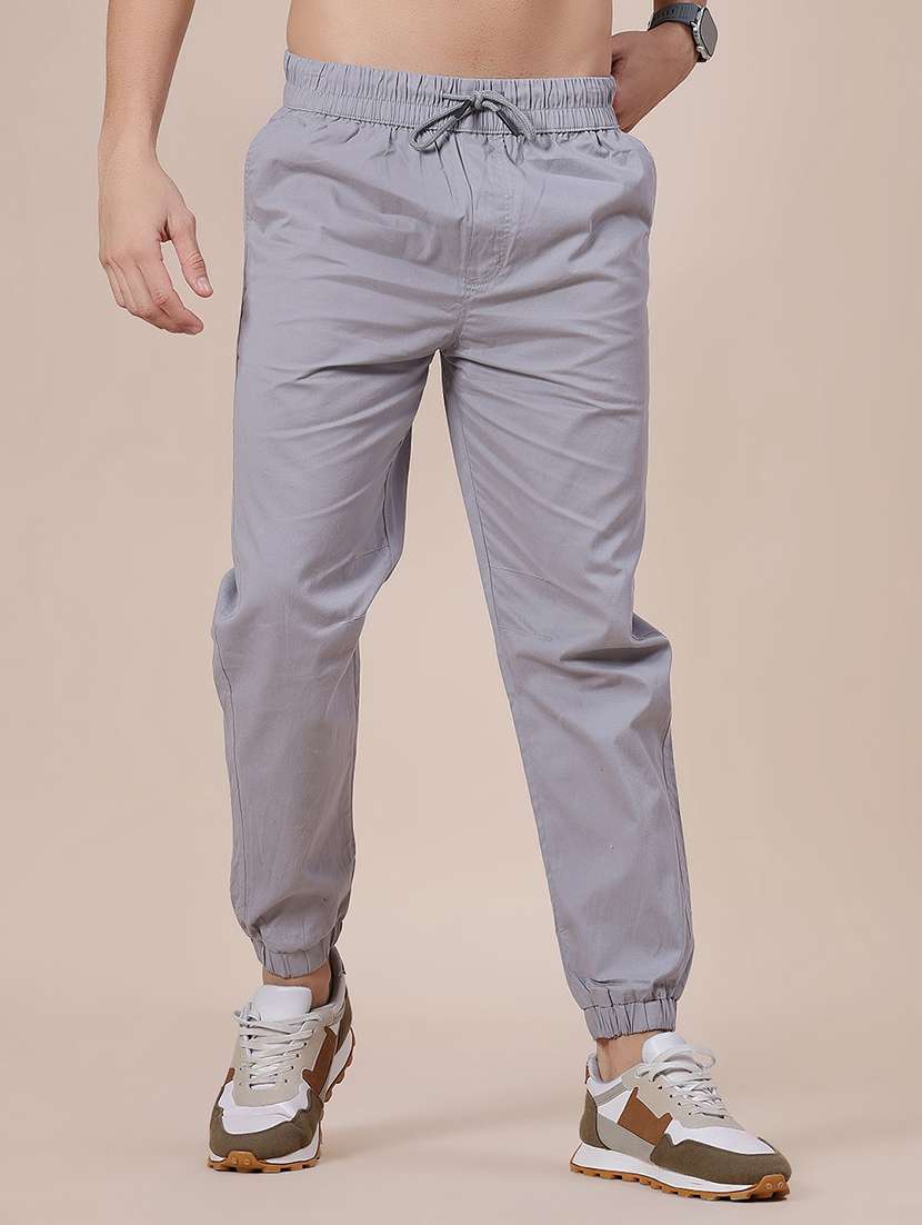 men solid mid rise regular fit jogger