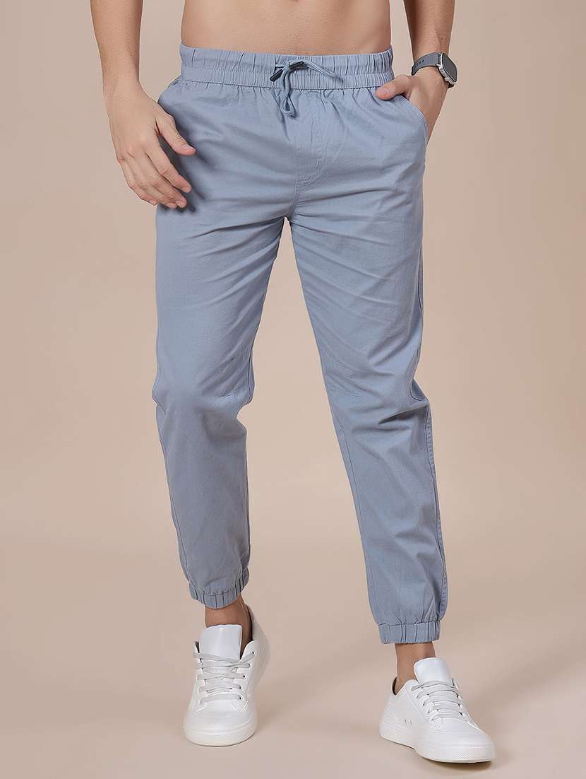 men solid mid rise regular fit jogger