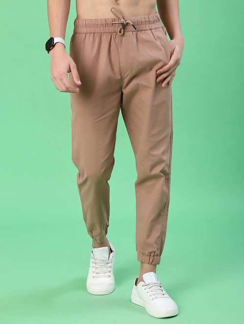 men solid mid rise regular fit jogger - 22138204 -  Standard Image - 0