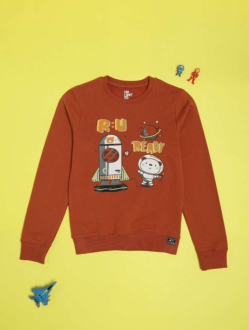 boys orange cotton blend t-shirt
