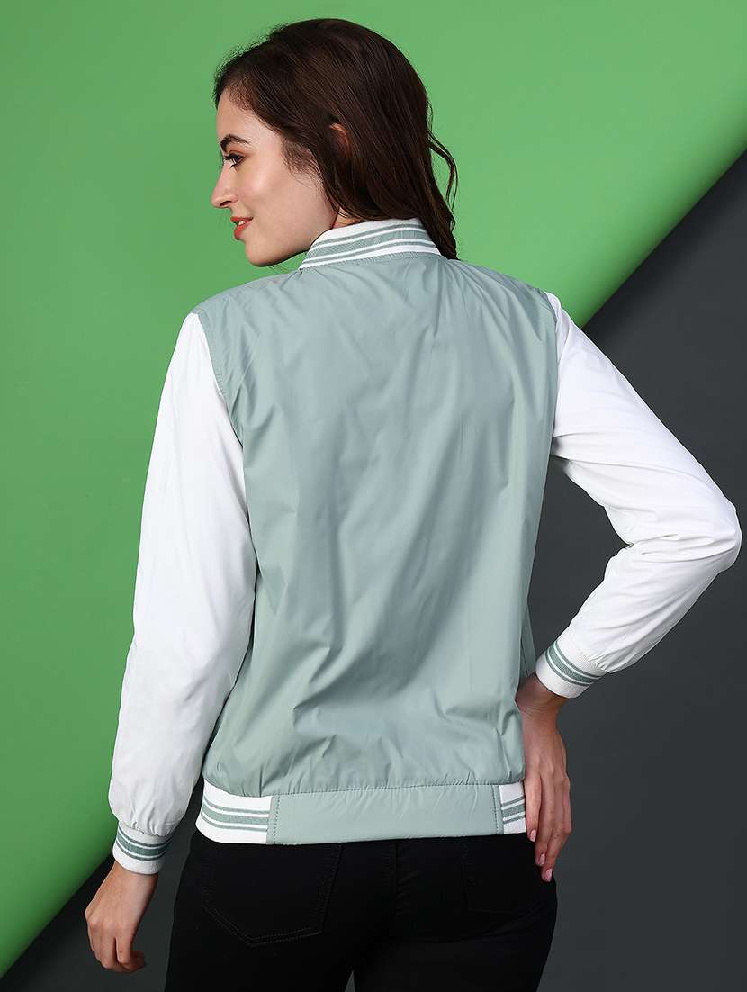 women color blocked long sleeve varsity jacket - 22138312 -  Standard Image - 3