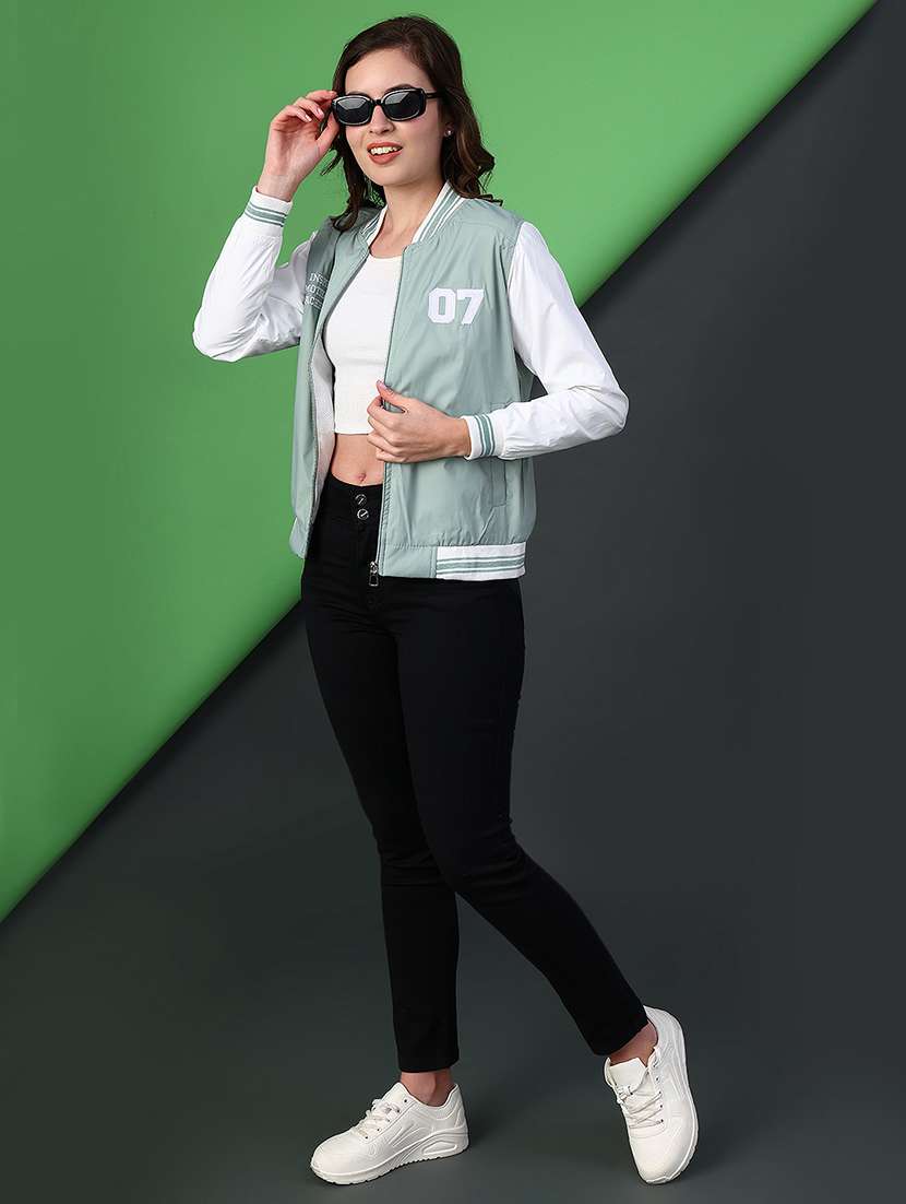 women color blocked long sleeve varsity jacket - 22138312 -  Standard Image - 5