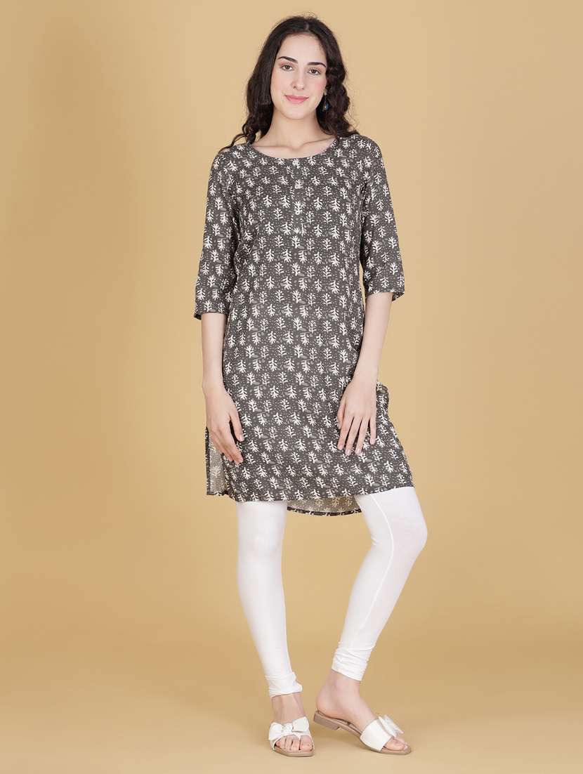 women printed three quarter sleeve straight kurta - 22138334 -  Standard Image - 3