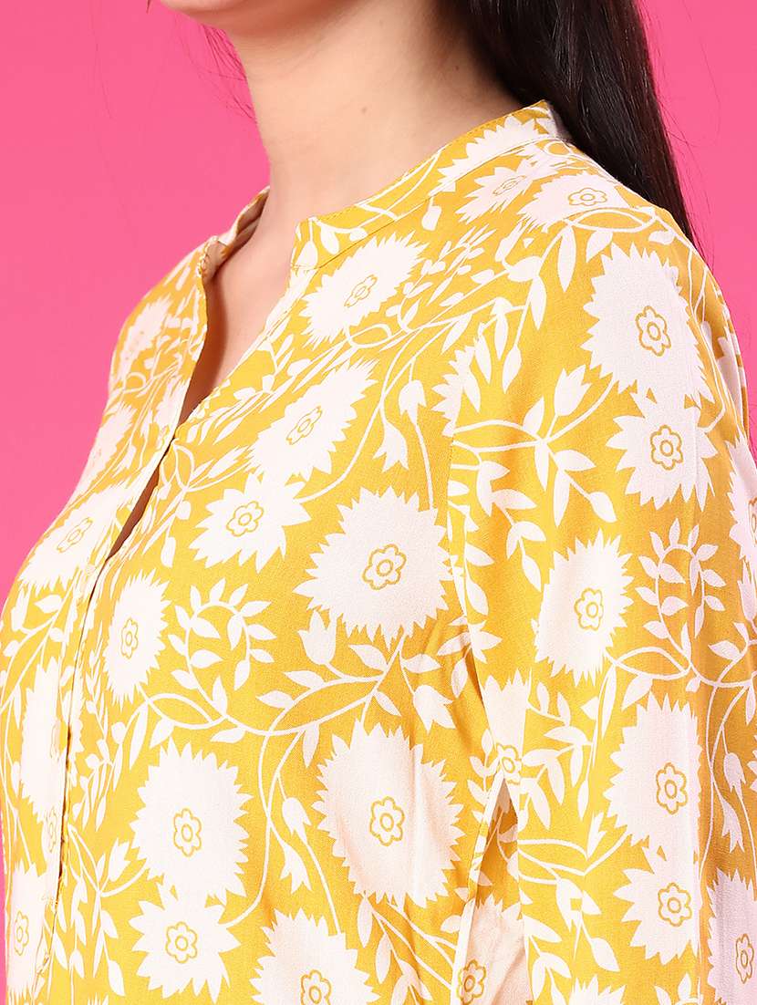 women floral printed three quarter sleeve straight kurti - 22138384 -  Standard Image - 5