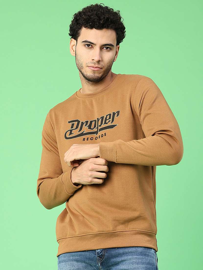 men chest print long sleeve regular fit sweatshirt