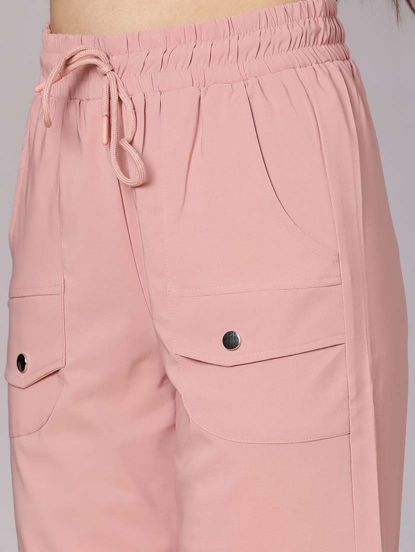 women solid mid rise regular fit cargo - 22138598 -  Standard Image - 5