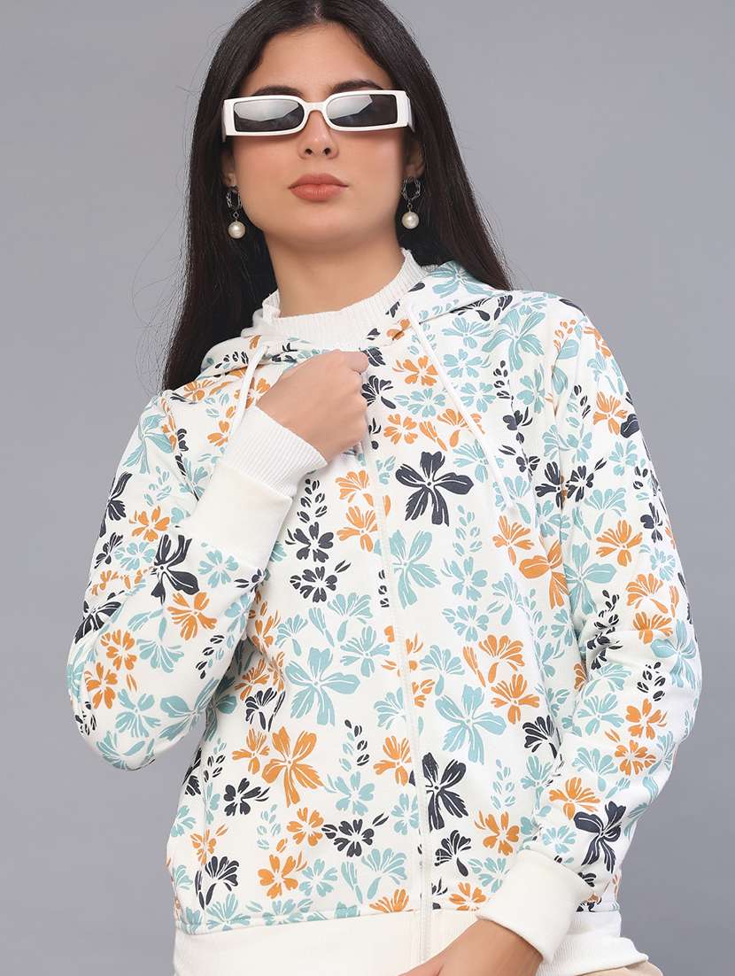 women floral printed long sleeve sweatshirt