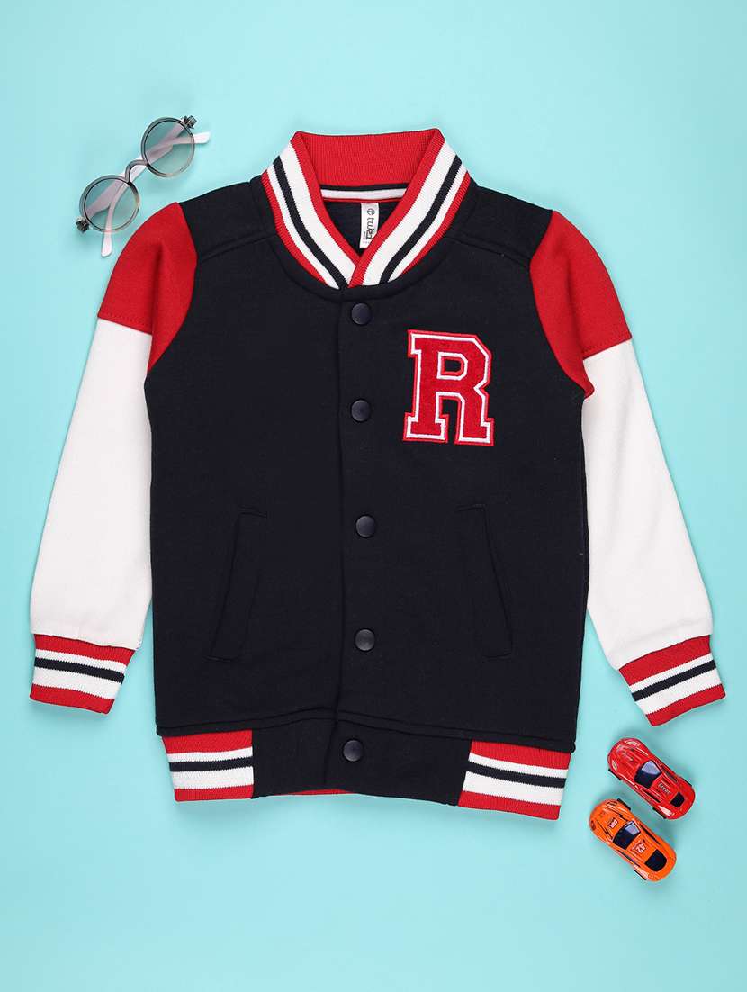 boys color blocked long sleeve varsity jacket