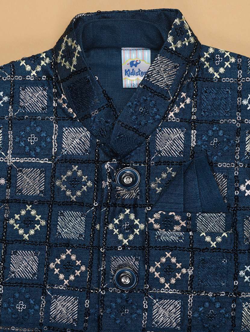 boys kurta and pyjama with embroidered jacket - 22138882 -  Standard Image - 3