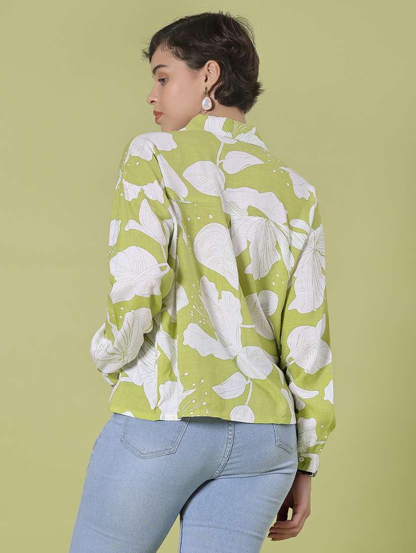 women printed collared long sleeve shirt - 22139022 -  Standard Image - 3