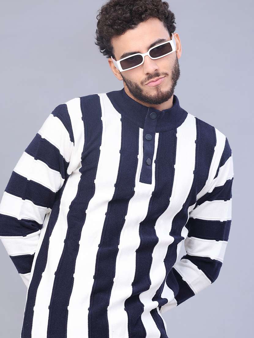 men self design long sleeve regular fit pullover 