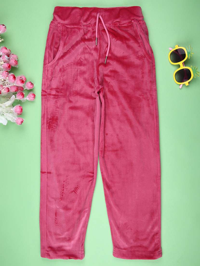 girls solid mid rise nightwear pyjama