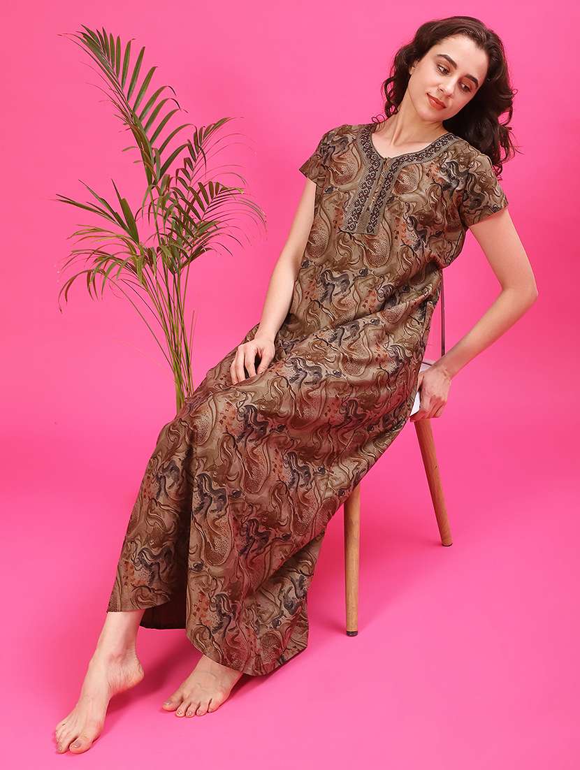 women printed short sleeve nighty